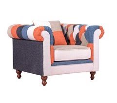 Sofá de 1 plaza tapizado en patchwork - Chesterfield