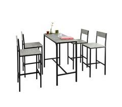 Set Mesa Alta de Bar y 4 Taburetes con Respaldos OGT14-HG SoBuy