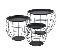 Mesa de centro Neman con bandeja extraíble set de 3 metal