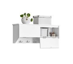 Perchero de pared con 2 Puertas y 5 Ganchos FHK24-W SoBuy