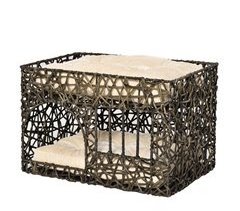 Cesta de Ratán para Gatos Metal, Ratán PE y Algodón PP PawHut