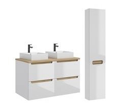 Conjunto de muebles con doble lavabo 4 cajones y columna Livia
