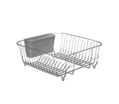 Escurridor de platos metálico con soporte para cubiertos