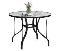 Mesa de Jardín Metal, Vidrio Templado Outsunny