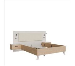Set cama TOSCANA cabecero y mesitas roble y crema