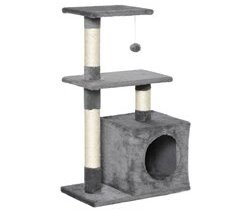 Árbol para Gatos Aglomerado de Madera, Peluche, Sisal PawHut
