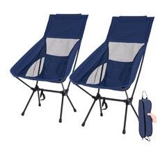 2 Sillas Plegables Camping Ligera con Respaldo Alto