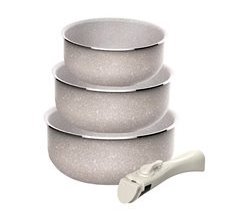 Set de 3 cacerolas de aluminio prensado y mango extraíble