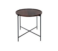 Mini mesa metal y madera BERNET 48x42cm