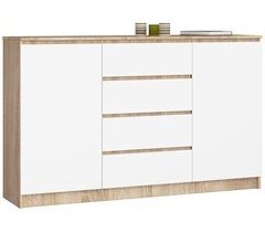 Cómoda K160 AKORD 4 cajones color Roble Artisan, Grafito gris 160