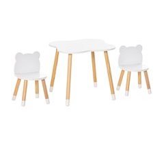 Juego Infantil de Mesa y 2 Sillas MDF y Madera de Pino HOMCOM 56x56
