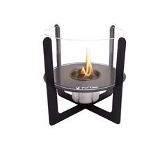 Chimenea de etanol de sobremesa con cristal cilíndrico