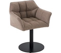 Silla lounge sillón comedor finas costuras decorativas placa base redonda en metal M10_003355