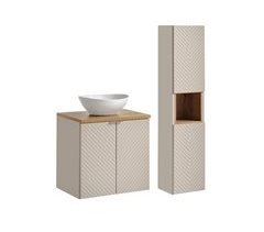 Conjunto mueble lavabo individual 2 puertas y columna Manoa