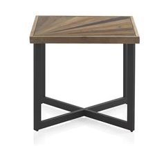 Mesa de centro cuadrada de madera con pata de metal