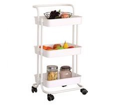 Carrito almacenaje Melamina-Metal con Estantes para Cocina