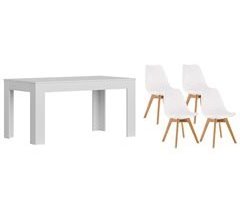 Pack Mesa Extensible de Comedor o Cocina + 4 Sillas Nordic 178x80