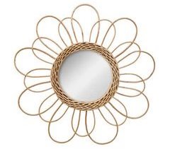 Espejo De Ratán Con Diseño De Una Flor 38x38