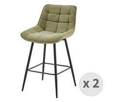 GRANT - Silla de bar de tela y patas metal (x2)