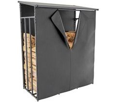 Cobertizo para leña con lona protectora impermeable