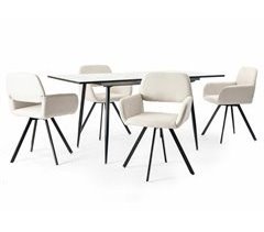 Conjunto de mesa extensible efecto mármol y 4 sillas 120x80