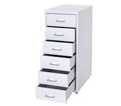 Cajonera de oficina con ruedas 69x28x41cm 6 cajones acero blanco 04_0004357