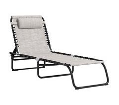 Tumbona Reclinable Acero, PVC Outsunny, deportes y ocio - playa
