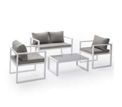 Conjunto de muebles de jardín IBIZA 4 plazas en tela y aluminio