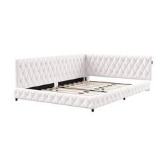 Cama tapizada, luces LED, puertos USB, barandillas de seguridad