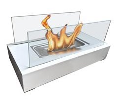 Chimenea de etanol de sobremesa con dos pantallas de cristal