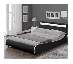 Corium Cama Doble (Valencia) tapizada en cuero sintético con LED 189x221