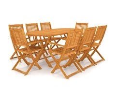 Comedor de jardín plegable 9 piezas de madera maciza de acacia