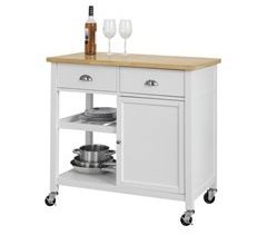 Carrito de Servicio con 2 estantes 2 cajones FKW62-WN SoBuy