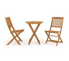 Comedor de jardín plegable 3 piezas madera maciza de acacia