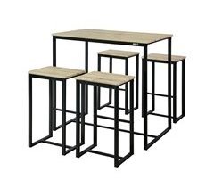 Set Mesa Alta de Bar y 4 Taburetes OGT15-N SoBuy