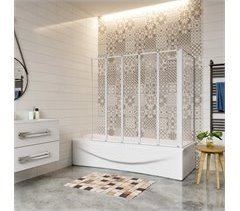 Mampara de Bañera+Panel lateral,Vidrio Templado 4mm,Altura 140cm