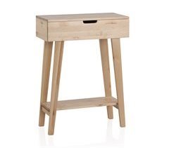 Mesa auxiliar de madera natural