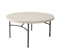 Mesa redonda patas plegables crema LIFETIME Ø152 x 74 cm