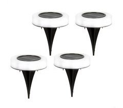 Pack 4 focos solares exterior luz LED cálida c/baliza para jardín Aktive
