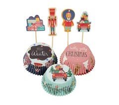 Set para Cupcakes de Navidad - 36 Moldes de papel y 36 Palillos