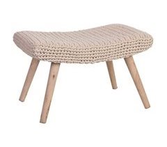 Banqueta de madera y algodón trenzado