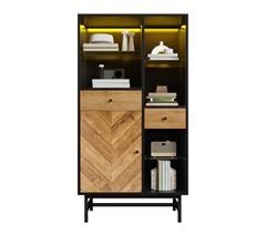 Vitrina, LED, cajón, mueble de cocina