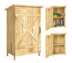 Armario de Jardín Madera de Abeto, Acero Galvanizado Outsunny