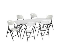 Conjunto Plegable Mesa y 6 Sillas con Asa Catering O91