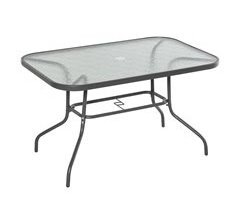 Mesa de Jardín Metal, Vidrio Templado Outsunny 120x80
