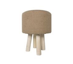 Taburete de madera tapizado con tejido de yute