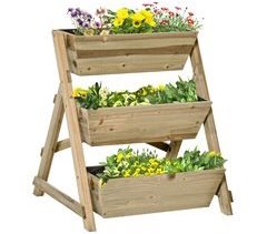 Jardinera de Escalera Madera de Abeto Outsunny