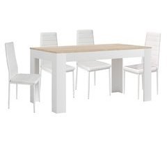 Mesa Extensible de Comedor o Cocina + 4 Sillas en Polipiel/metal