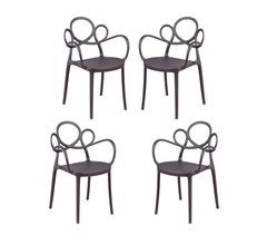 Pack de 4 sillas de diseño con reposabrazos para jardín - Dream