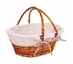 Cesta mimbre forrado con asa abatible